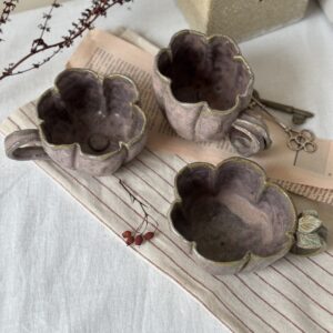 Handmade Flower petal Shaped Stoneware Cup