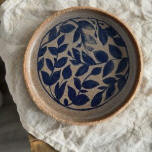 Blue Botanical leaf plate